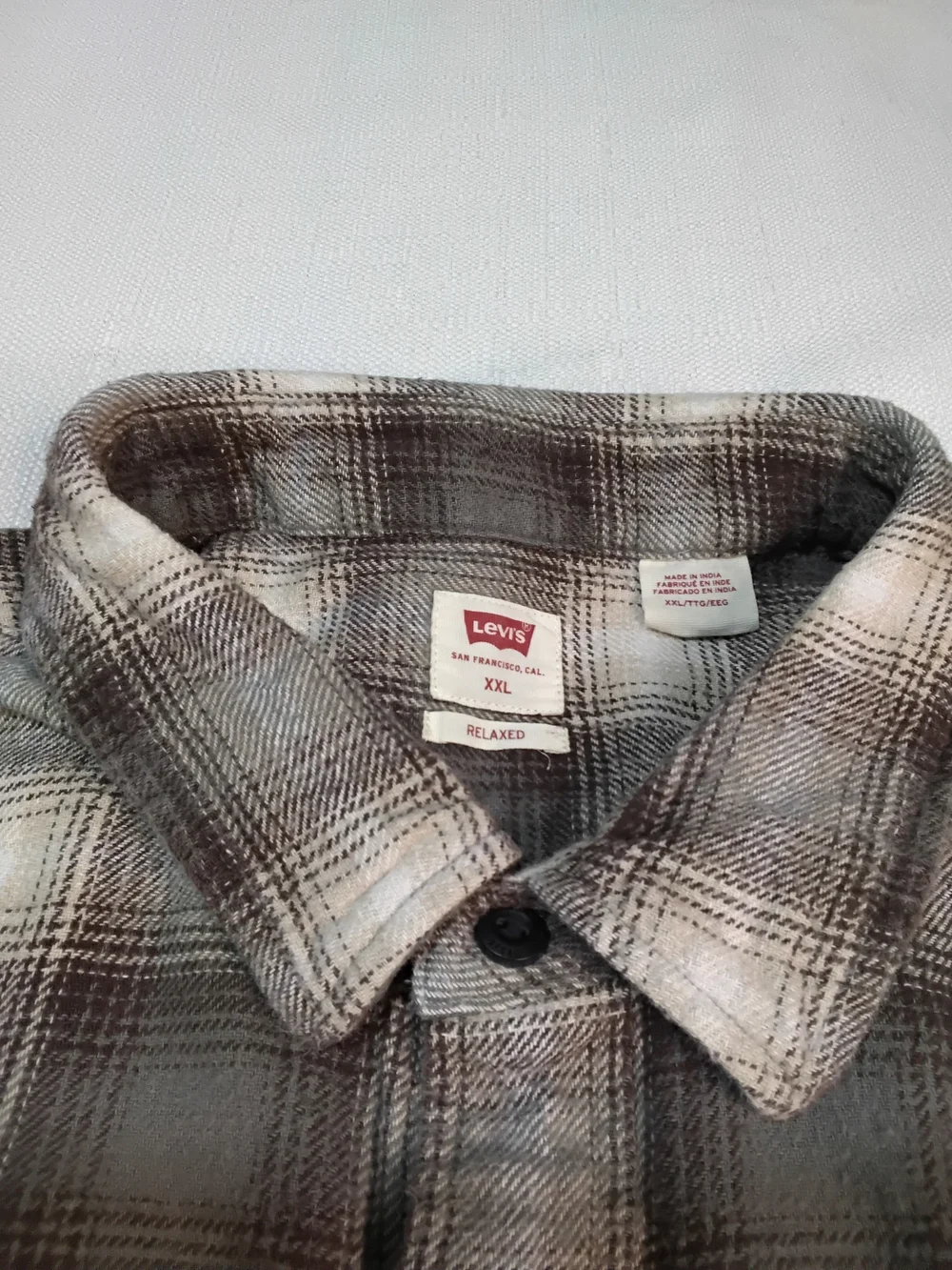 Levi's Gray & White Plaid Long-Sleeve Button-Down Shirt Flannel Sz XXL.